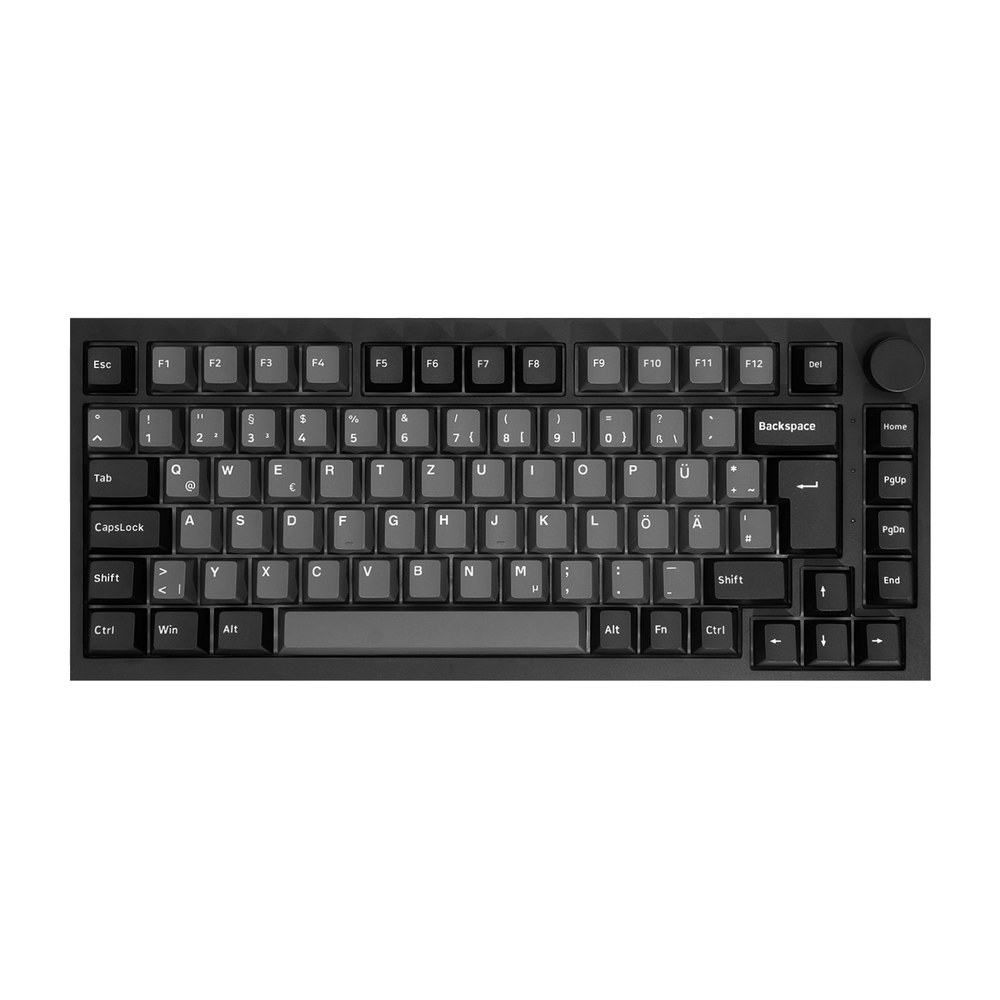 Akko 5075 V5 Black and Silver 75 percent ISO-DE mechanical keyboard with a volume knob