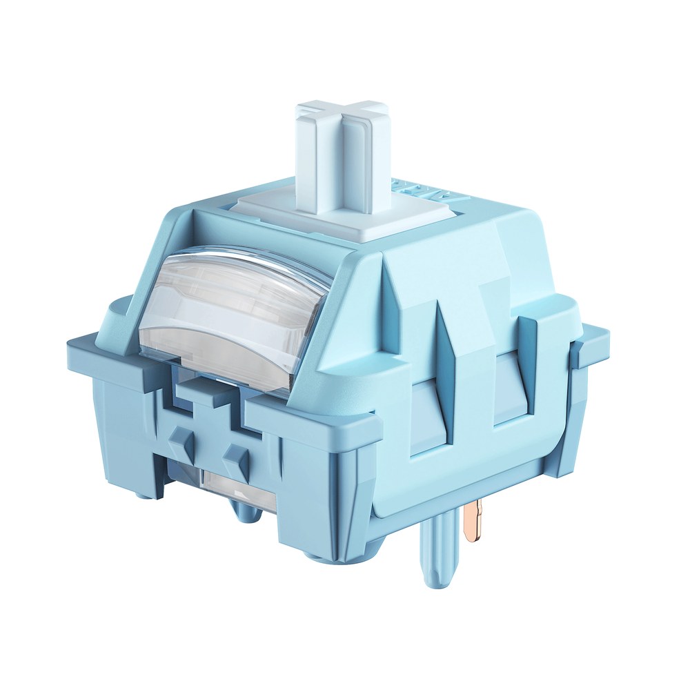 Akko Creamy Blue U1 tactile switch with a light blue housing and clear top window