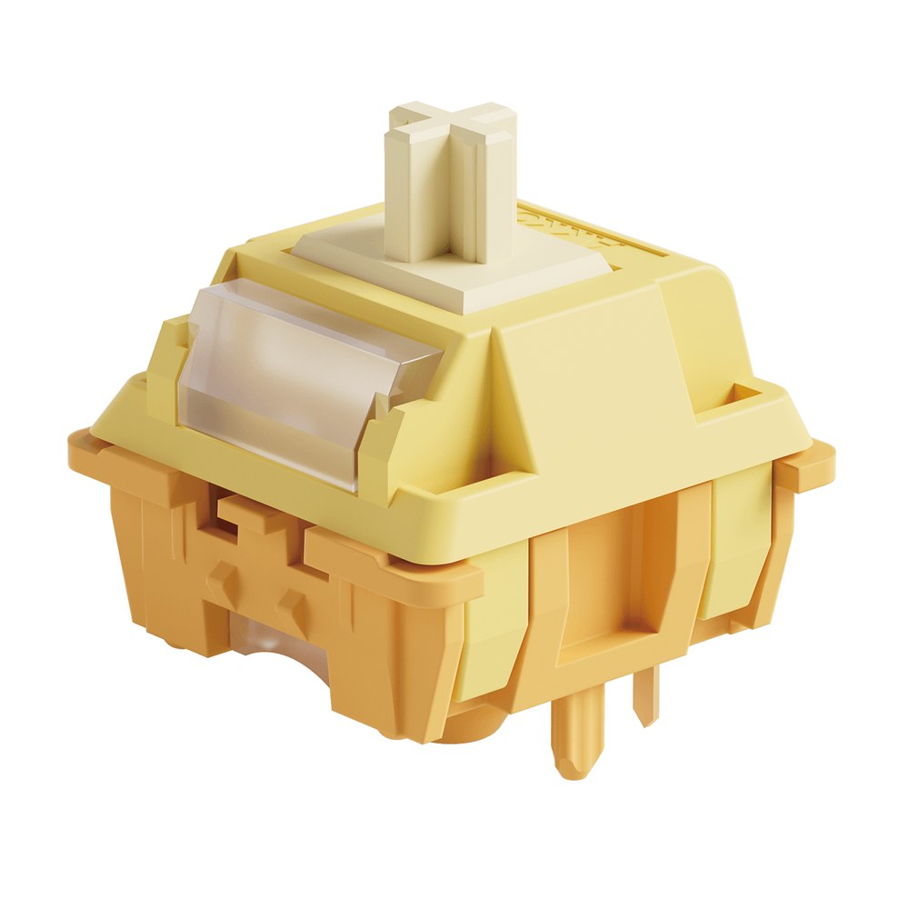Akko Creamy Yellow U1 linear switch with a yellow top housing and a 5-pin base