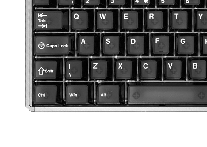 Left side of the Akko MOD68 HE ISO-UK keyboard showing the short ISO left Shift followed by the extra backslash and pipe key